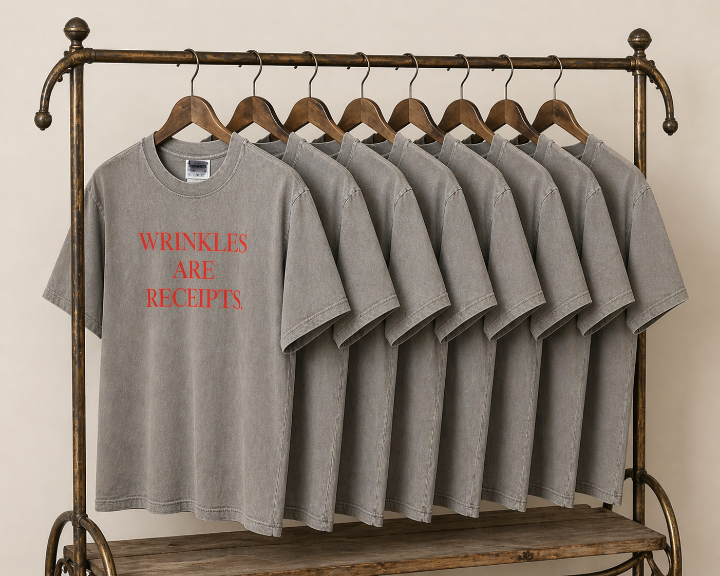 Wrinkles Are Receipts T-Shirt — Final Ash Olive Edition