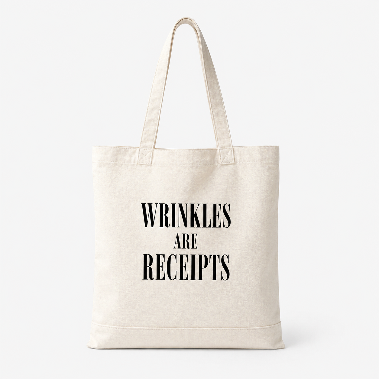 WRINKLES ARE RECEIPTS TOTE BAG
