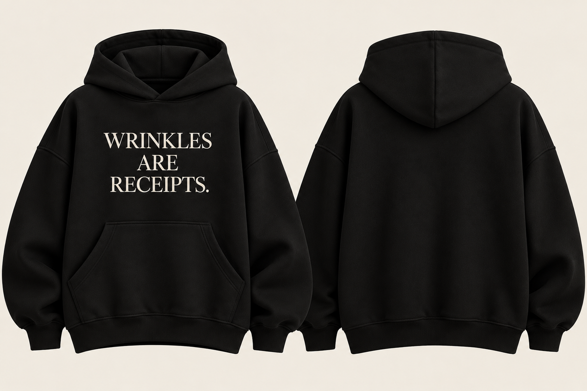 WRINKLES ARE RECEIPTS HOODIE￼