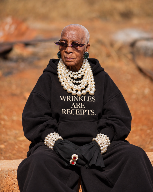WRINKLES ARE RECEIPTS HOODIE￼