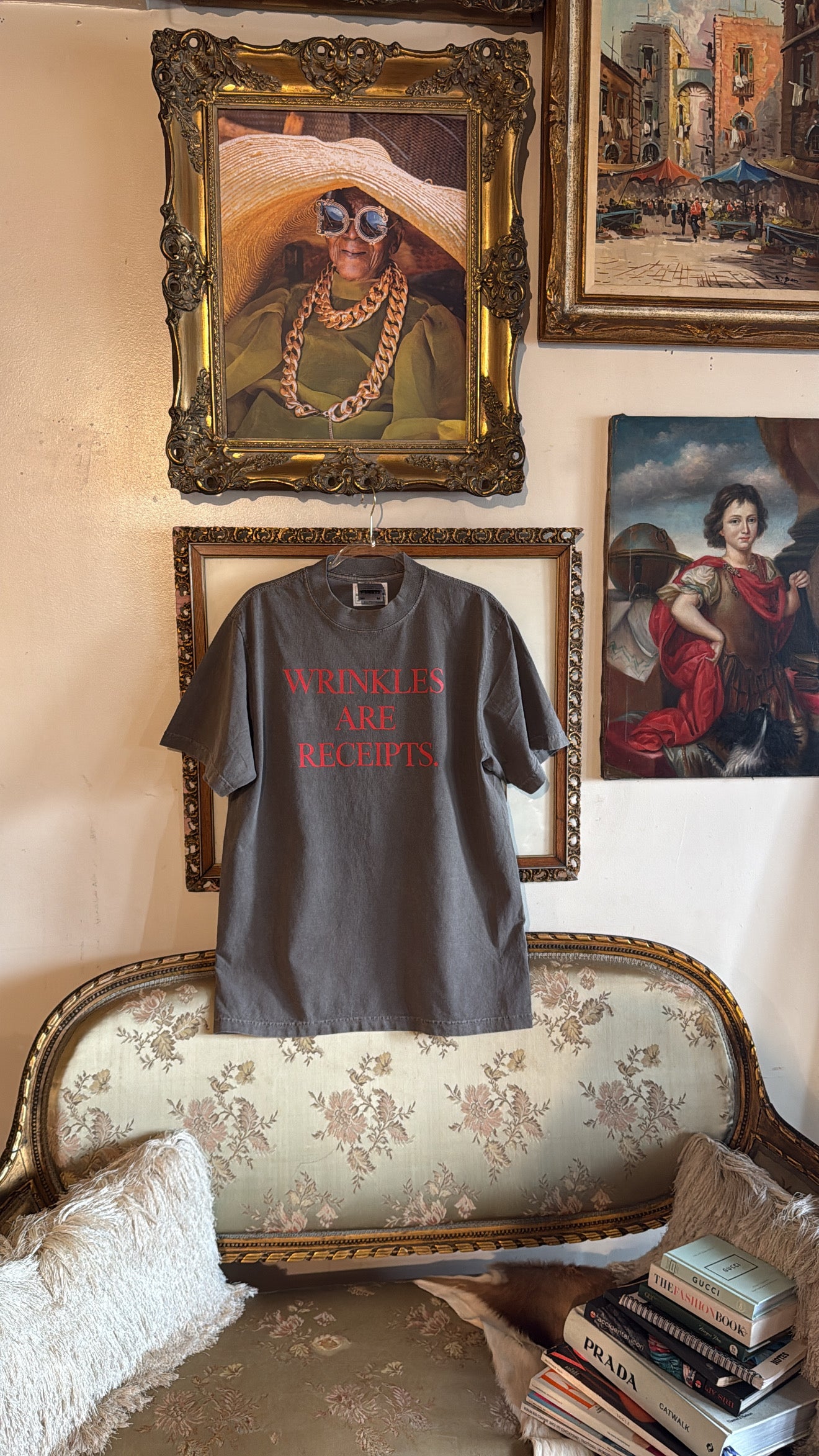 Wrinkles Are Receipts T-Shirt — Final Ash Olive Edition