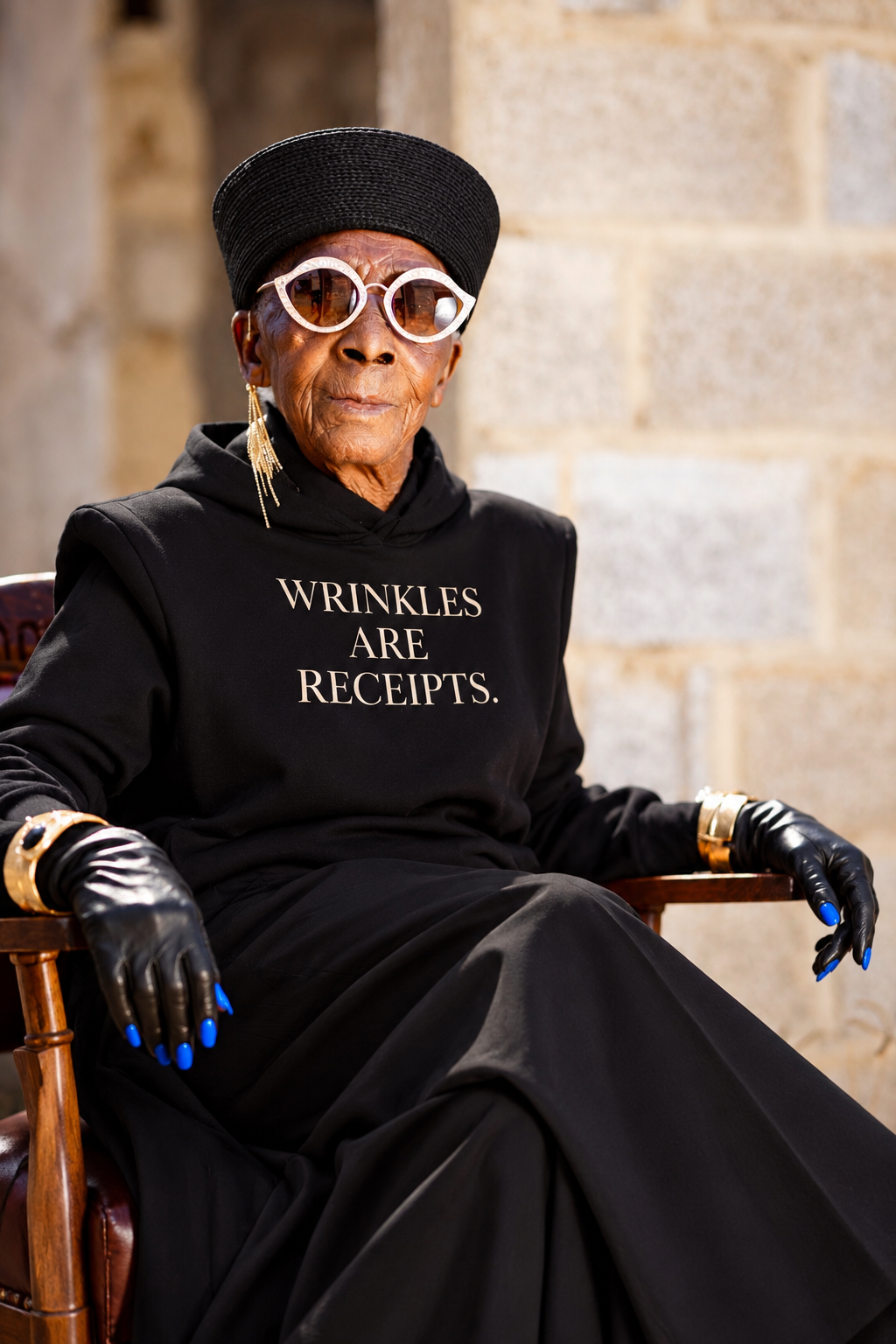 WRINKLES ARE RECEIPTS HOODIE￼